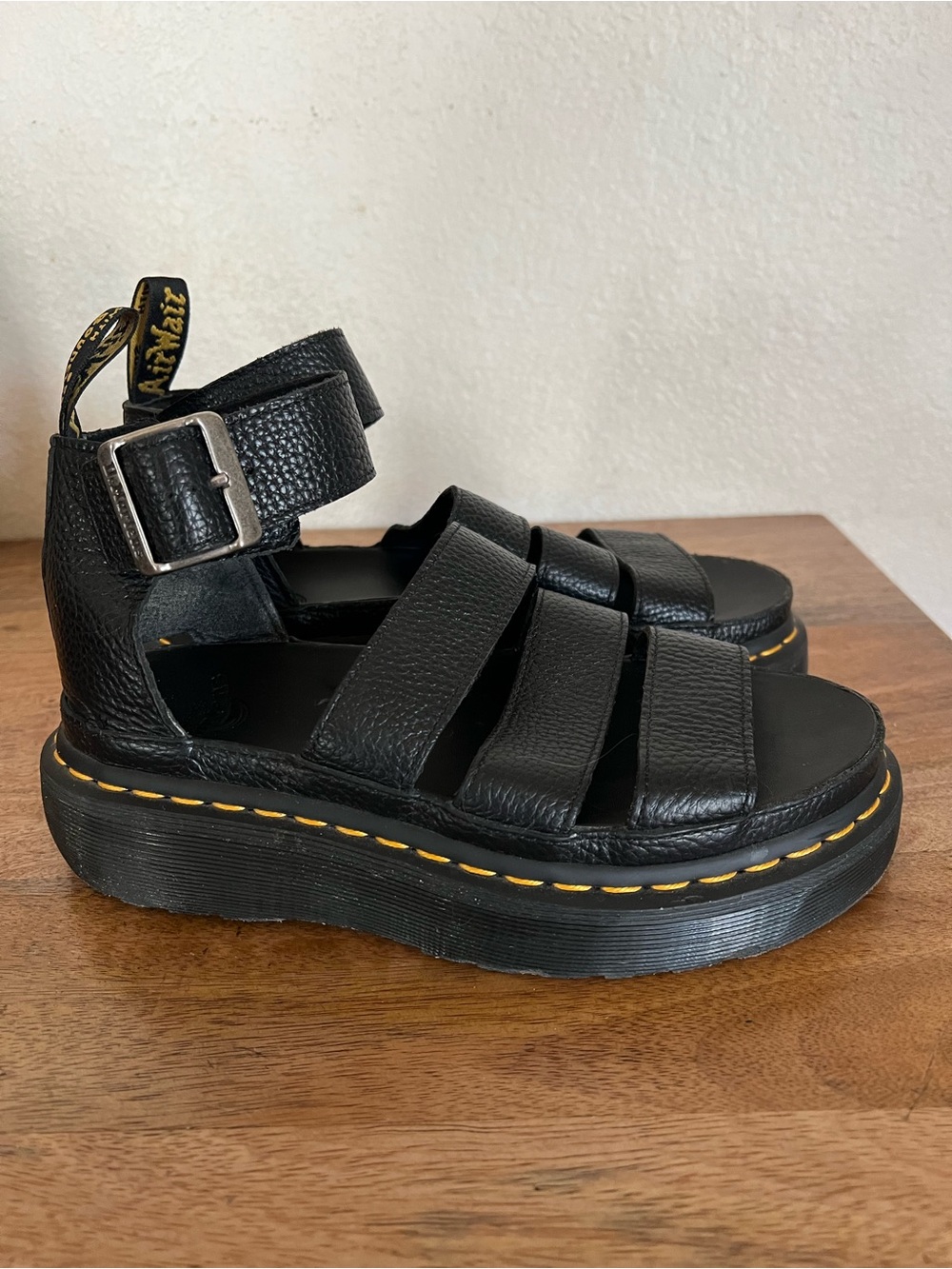Dr. Martens Clarissa II Quad Black Leather Gladiator Sandal Women’s Size 6